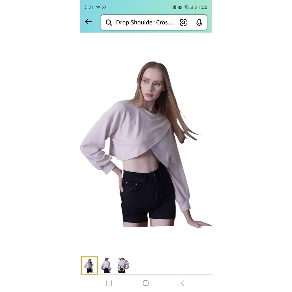 Drop Shoulder Cross Crop Interlock Sweatshirt
